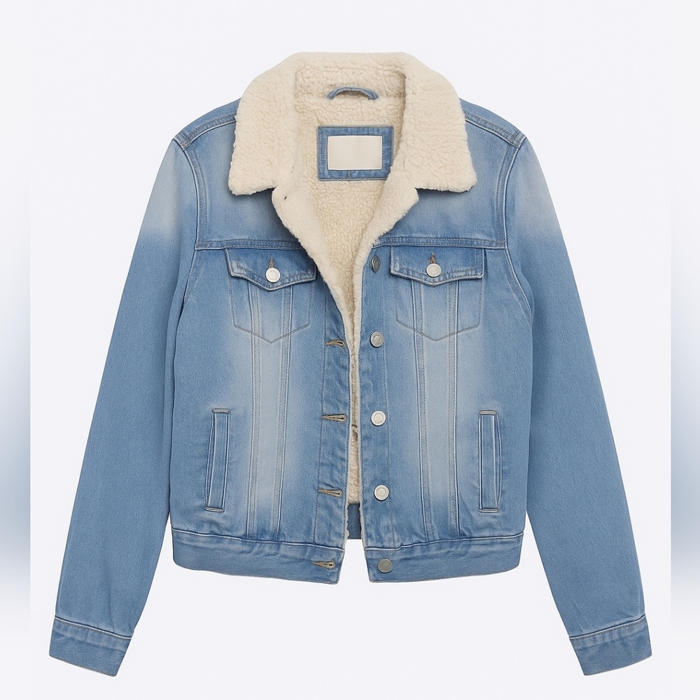 Ashley Vintage Charm Sherpa-Lined Denim Jacket – Size M